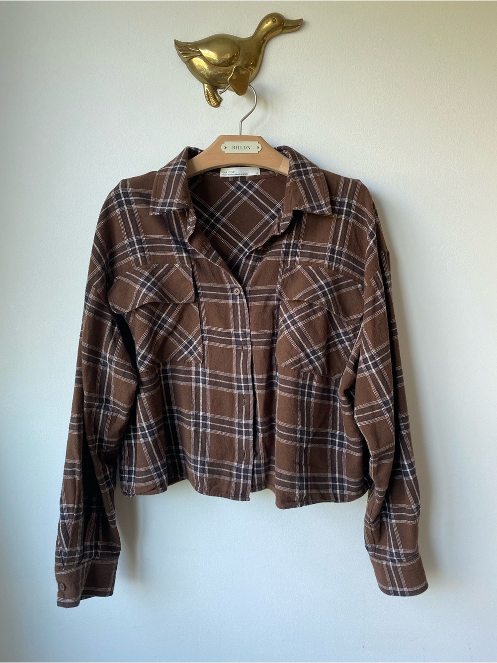 OAK + FORT • Button-Up Cropped Shirt Sz S